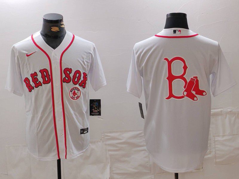 Men Boston Red Sox Blank White Game 2024 Nike MLB Jersey style 4